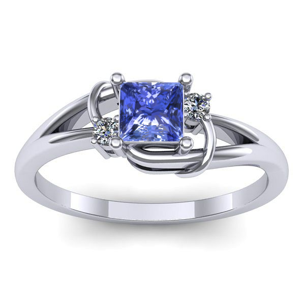 Inel logodna cu tanzanit patrat