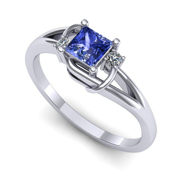 Inel din aur alb cu tanzanit