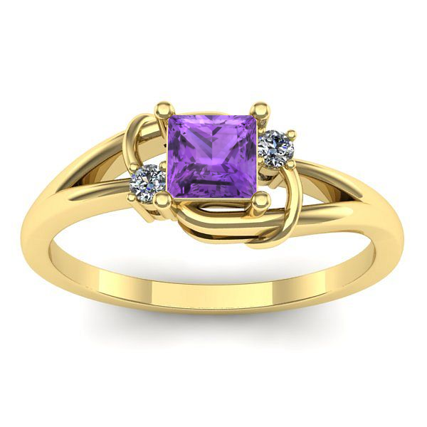Inel logodna cu ametist patrat