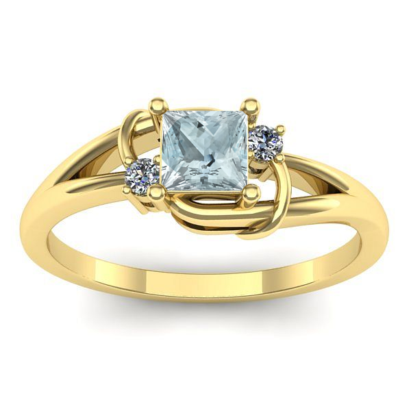 Inel de logodna cu aquamarin patrat