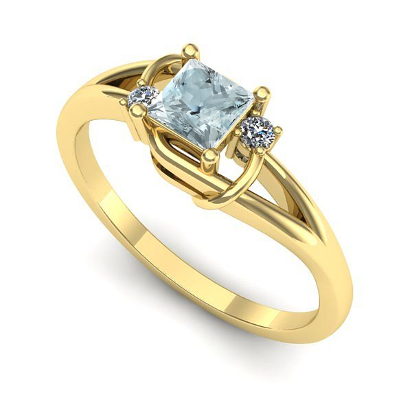 Inel din aur galben cu aquamarin