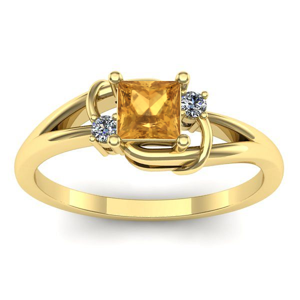 Inel de logodna cu citrin patrat