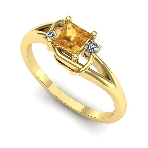 Inel din aur galben cu citrin