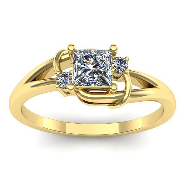 Inel cu diamant patrat