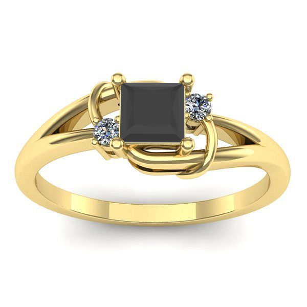 Inel logodna cu diamant negru patrat