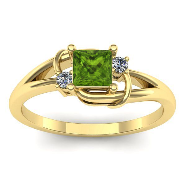 Inel de logodna cu peridot patrat