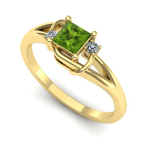 Inel logodna din aur galben cu peridot