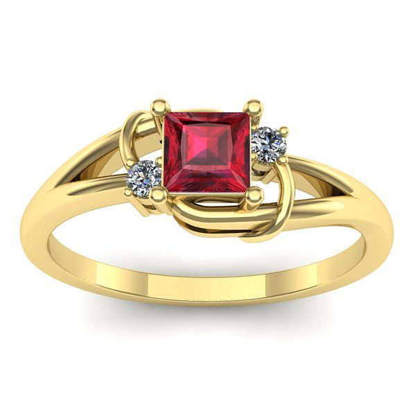 Inel cu rubin patrat