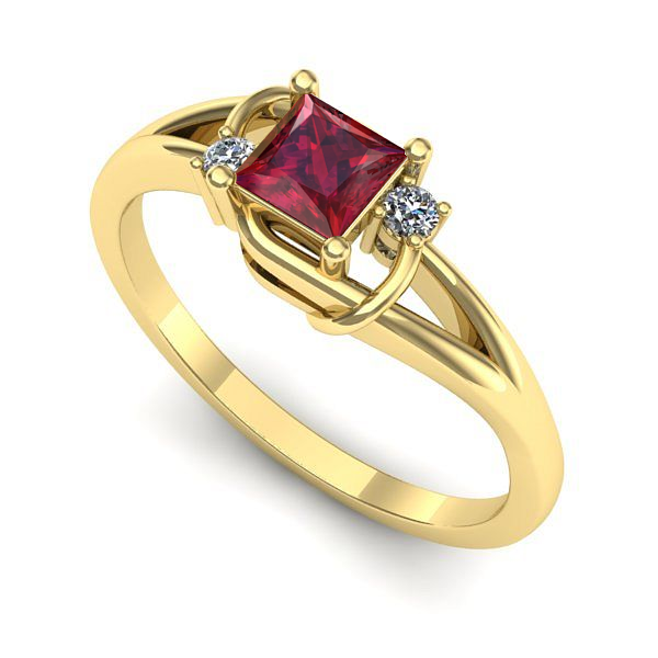 Inel din aur galben cu rubin