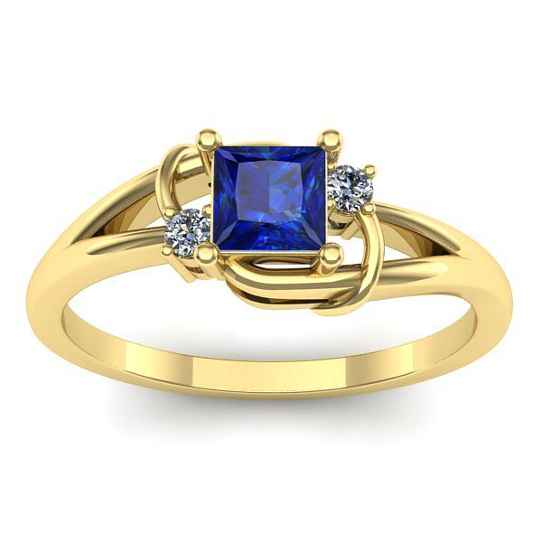 Inel logodna cu safir patrat