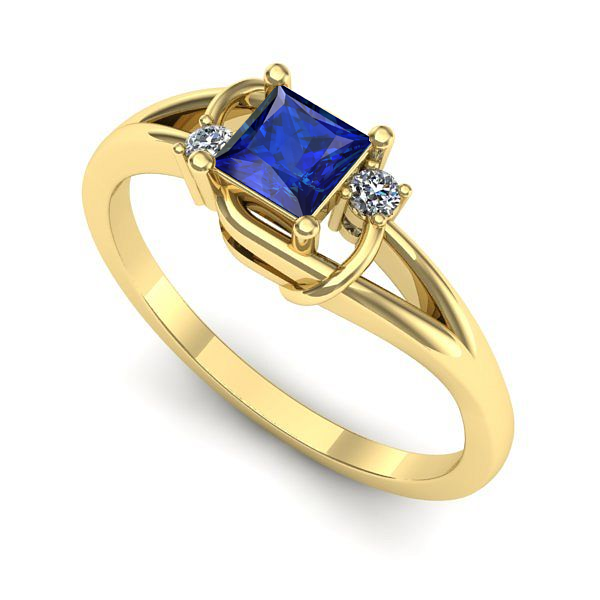 Inel logodna din aur galben cu safir