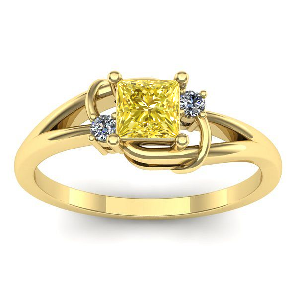 Inel logodna cu safir galben patrat