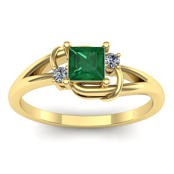 Inel de logodna cu smarald patrat