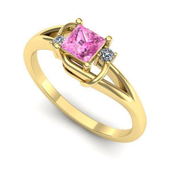 Inel de logodna din aur galben cu safir roz