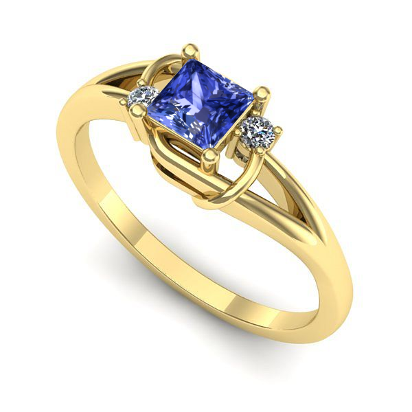 Inel de logodna din aur galben cu tanzanit