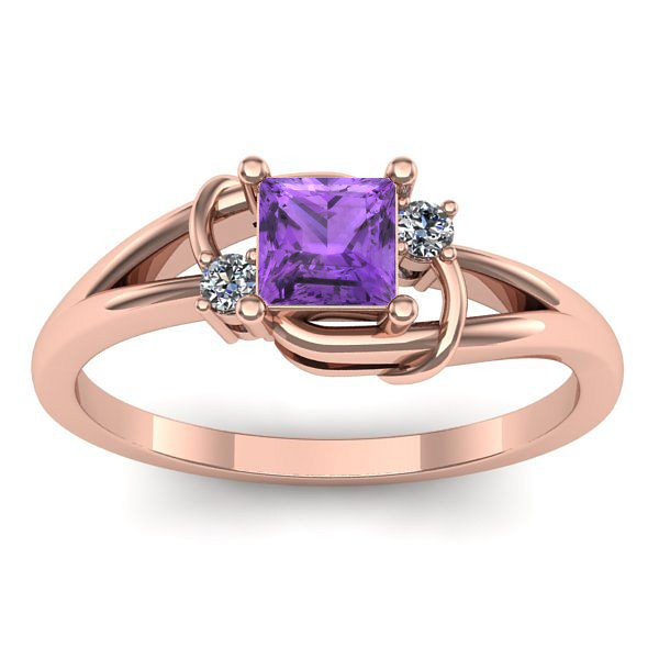 Inel de logodna cu ametist patrat