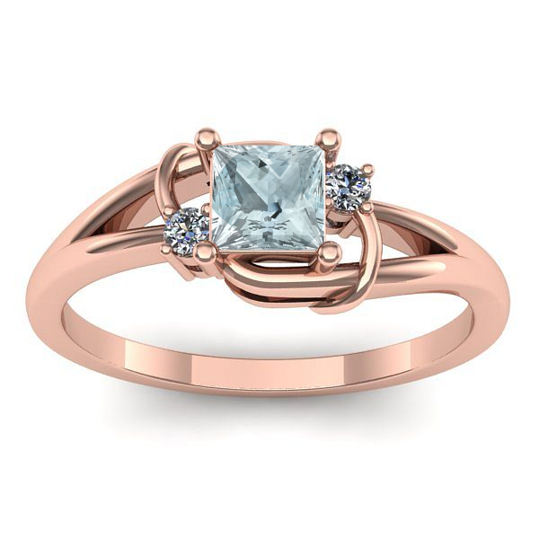 Inel de logodna cu aquamarin patrat