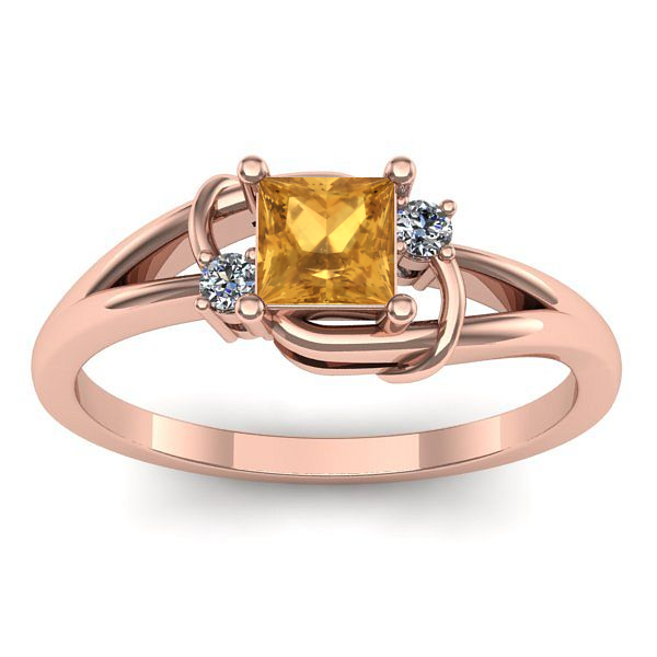 Inel logodna cu citrin patrat