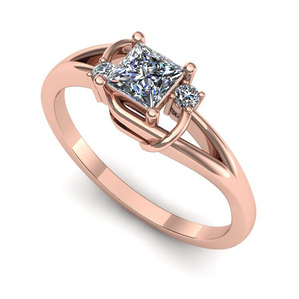 Inel din aur roz cu diamant