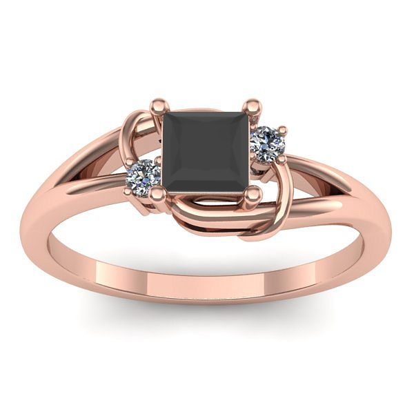 Inel logodna cu diamant negru patrat