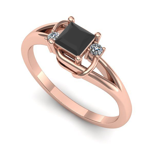 Inel din aur roz cu diamant negru