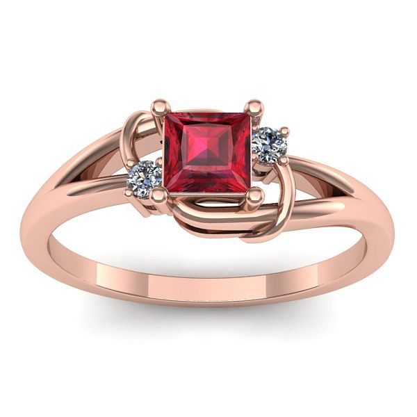 Inel logodna cu rubin patrat