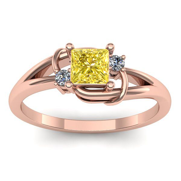 Inel cu safir galben patrat