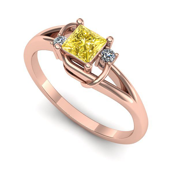 Inel logodna din aur roz cu safir galben