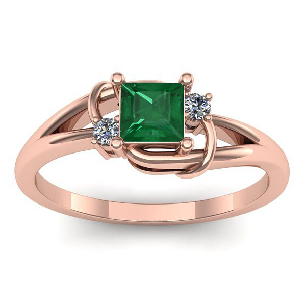 Inel de logodna cu smarald patrat