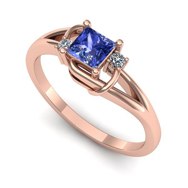 Inel de logodna din aur roz cu tanzanit