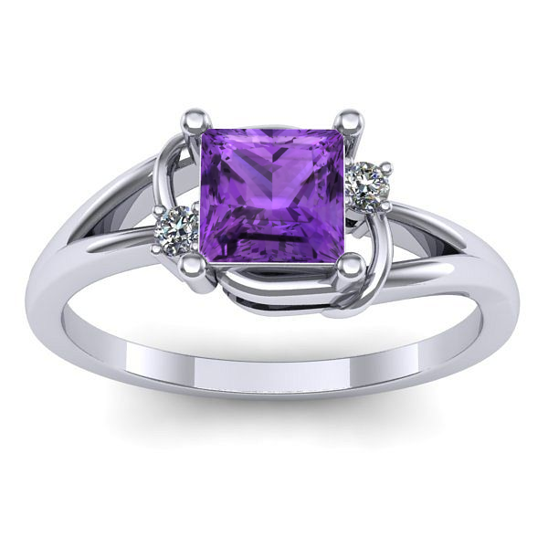 Inel logodna cu ametist patrat