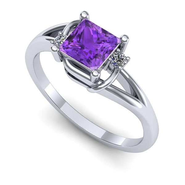 Inel din aur alb cu ametist