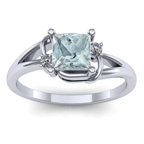 Inel cu aquamarin patrat