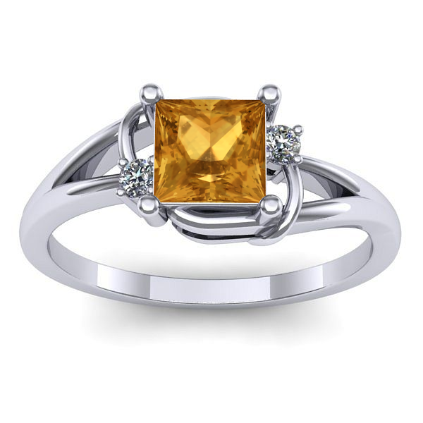 Inel logodna cu citrin patrat