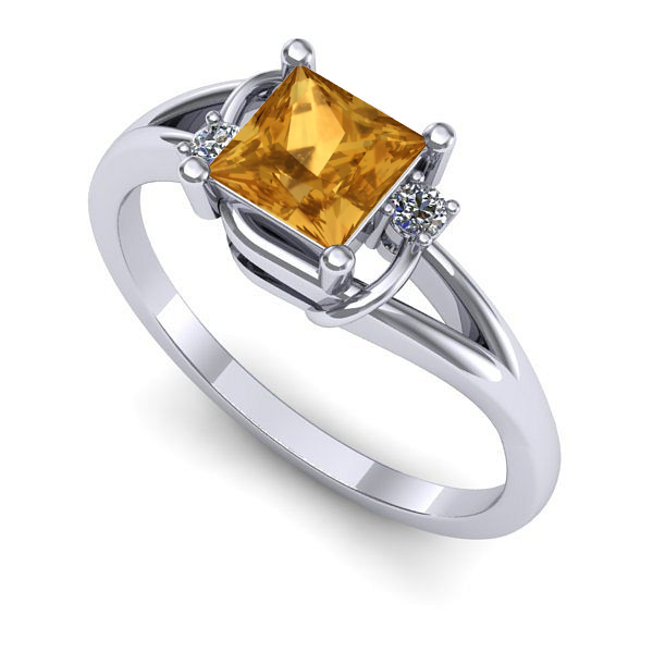 Inel din aur alb cu citrin