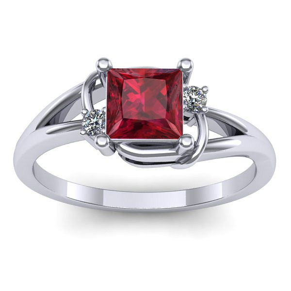 Inel logodna cu rubin patrat