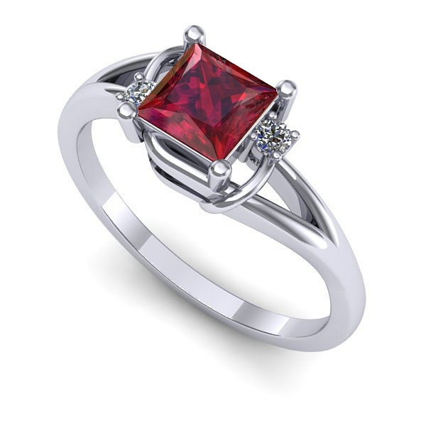 Inel din aur alb cu rubin