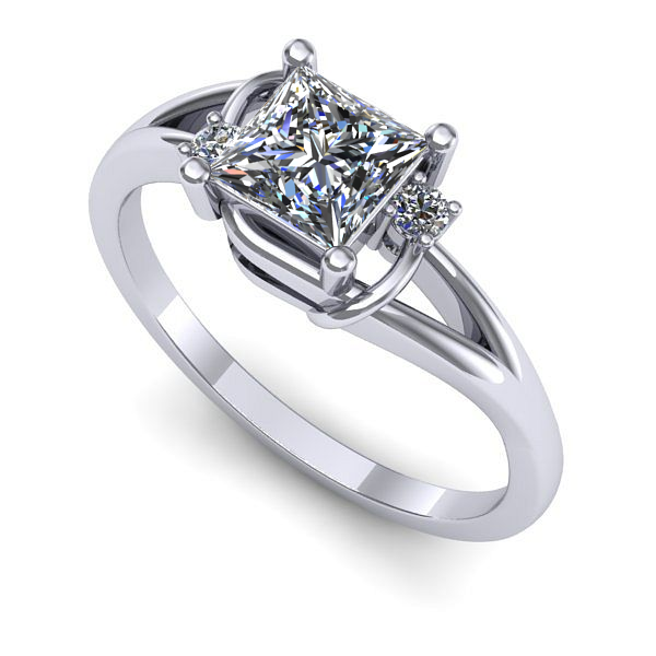 Inel logodna din aur alb cu diamant de laborator