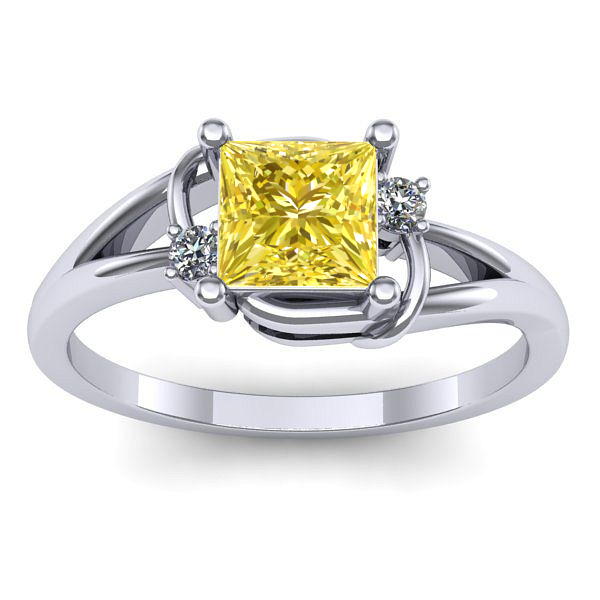 Inel de logodna cu safir galben patrat