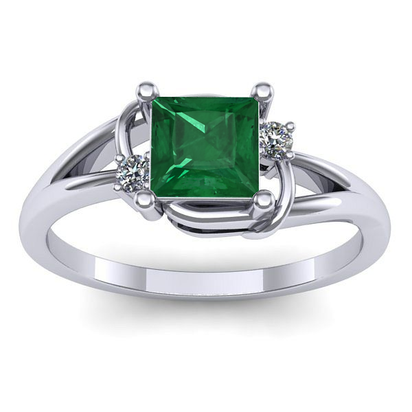 Inel de logodna cu smarald patrat