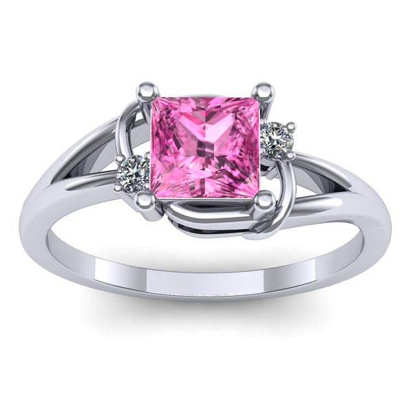 Inel de logodna cu safir roz patrat
