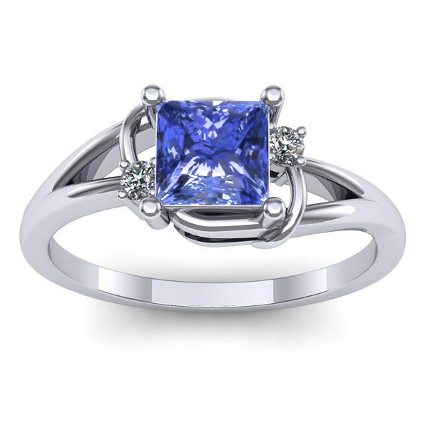 Inel logodna cu tanzanit patrat