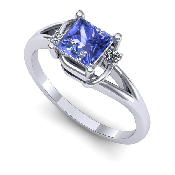 Inel din aur alb cu tanzanit