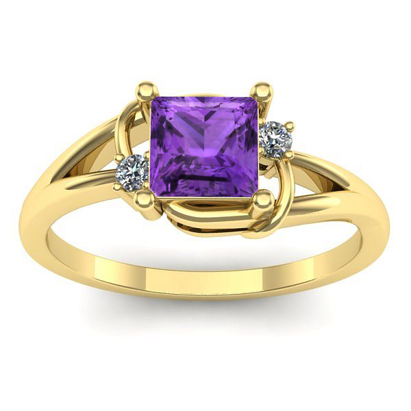 Inel cu ametist patrat