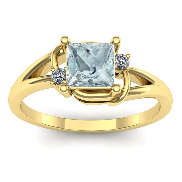 Inel de logodna cu aquamarin patrat