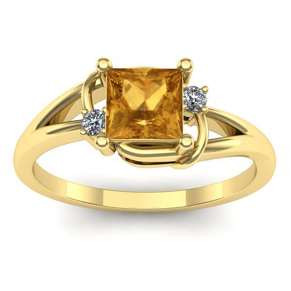 Inel cu citrin patrat