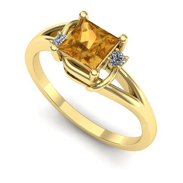 Inel de logodna din aur galben cu citrin