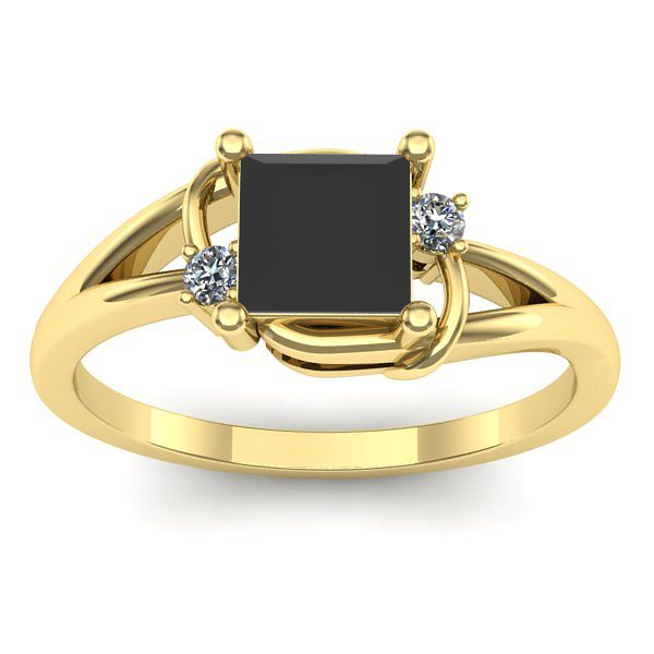 Inel logodna cu diamant negru patrat