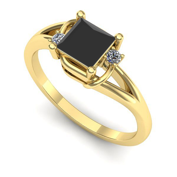 Inel din aur galben cu diamant negru