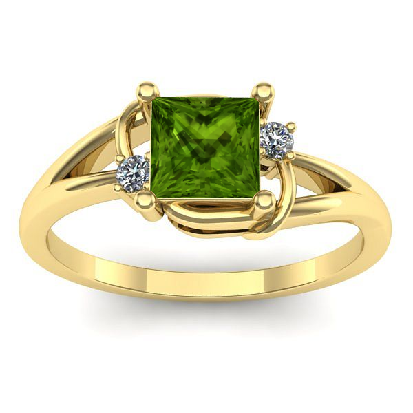 Inel de logodna cu peridot patrat